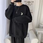 Moon Printed Long-sleeve Sweatshirt