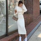Set: Strappy Midi Sheath Dress + Crop Sweater