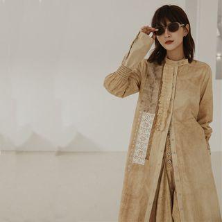 Printed Single-breasted Midi Coat