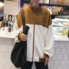 Loose-fit Stand-collar Color Block Jacket