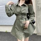 Set: Long-sleeve Mini Shirtdress + Shorts