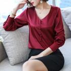 Long-sleeve Satin Top