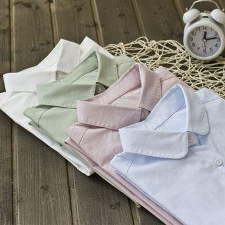 Peter Pan Collar Long-sleeved Plain Blouse