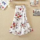 Floral Print Flared Midi Skirt