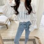Mock Neck Bell-sleeve Lace Blouse
