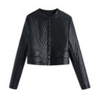 Quilted Faux Leather Button Jacket