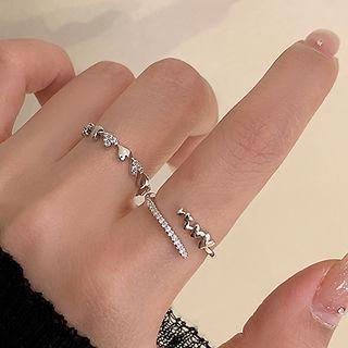 Rhinestone Heart Ring / Set
