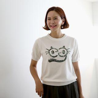 Cat Eye Sequined Knit Top