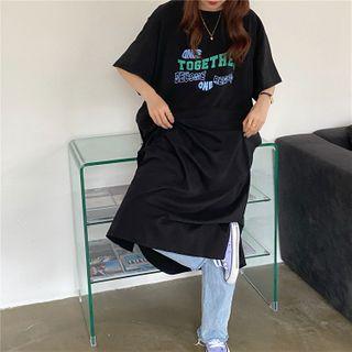 Short-sleeve Lettering Maxi T-shirt Dress