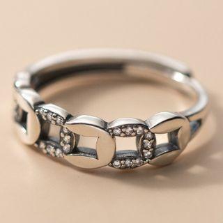 Coin Rhinestone Sterling Silver Ring 1 Pc - S925 Silver - Silver - One Size