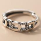 Coin Rhinestone Sterling Silver Ring 1 Pc - S925 Silver - Silver - One Size