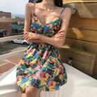 Print Open-back A-line Sleeveless Dress