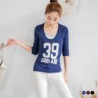 Mock Two Piece Letter Printed T-shirt
