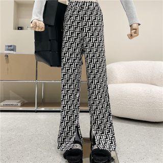 High-waist Patterned Split Pants
