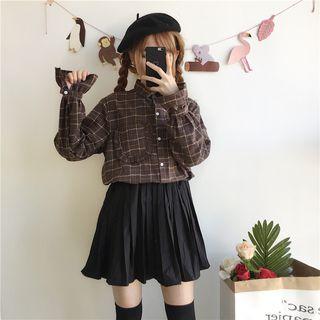 Frill-trim Plaid Shirt