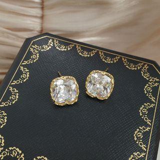 Rhinestone Square Earring As Shown In Figure - One Pair
