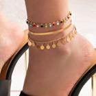 Bead Disc Layered Alloy Anklet 21387 - Gold - One Size