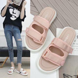 Double Hook And Loop Strap Slippers