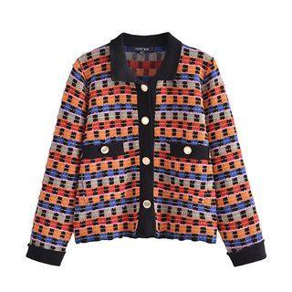 Striped Contrast Trim Cardigan