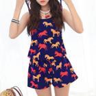 Set: Patterned Bikini + Hooded Playsuit