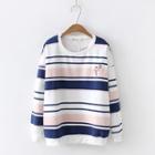 Striped Flamingo Embroidered Pullover