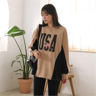 Usa Letter Color-block T-shirt