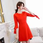 Crew-neck 3/4-sleeve A-line Dress