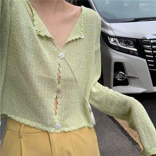 Long-sleeve Frill Trim Light Cardigan
