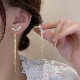 Rhinestone Alloy Fringed Earring E5215 - 1 Pair - Gold - One Size