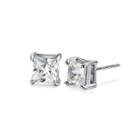 Simple And Fashion Geometric Square Stud Earrings With Cubic Zircon Silver - One Size