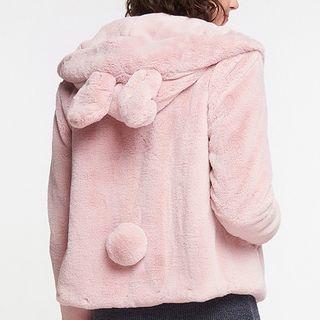 Furry Rabbit Ear Hooded Jacket