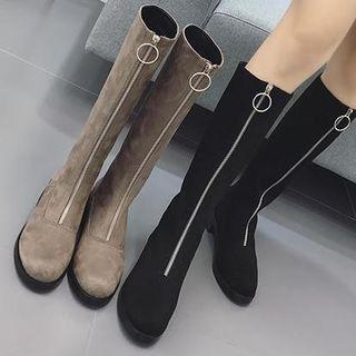 Hoop Front Zipper Mid-calf Boots
