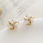 Flower Rhinestone Alloy Earring 1 Pair - S925 Silver - Gold - One Size