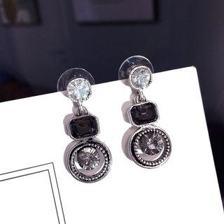 Rhinestone Drop Earring Gray - 1 Pair - One Size