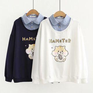 Mock Two-piece Hamster Print Sweatshirt