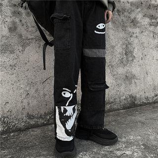 Graffiti Print Straight-fit Jeans