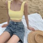 Crop Tank Top Yellow - One Size