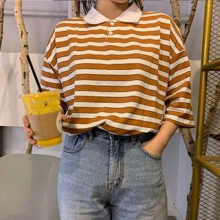 Polo Collar Striped T-shirt