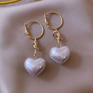 Alloy Knot Faux Pearl Dangle Earring 1 Piece - As Shown In Figure - One Size