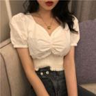 Short-sleeve Gather Waist Cropped Top