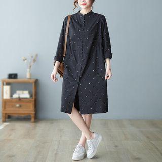 Long Sleeve Round Neck Dotted Dress