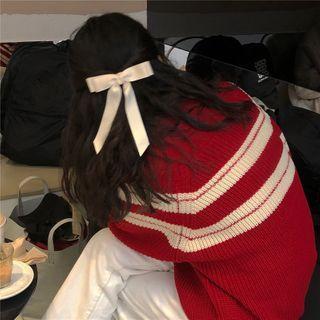 Color-block High-neck Striped Knit Sweater