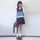 Color Block Knit Vest As Shown In Figure - One Size