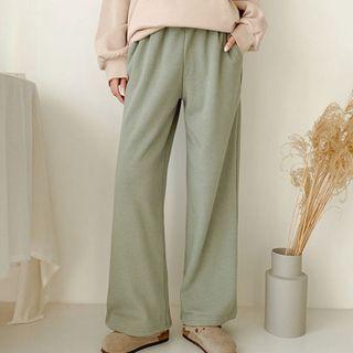 Plus Size Fleece-lined Wide-leg Pants