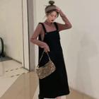 Corduroy Midi Overall Dress / Long-sleeve Mock-neck Top