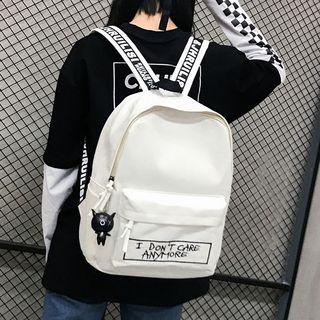 Lettering Embroidered Canvas Backpack