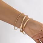 Set Of 3: Alloy Open Bangle (various Designs) 3502 - Set Of 3 - Gold - One Size