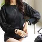 Chiffon Bishop-sleeve Knit Top