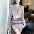 Asymmetrical Knit Top / Mini Skirt