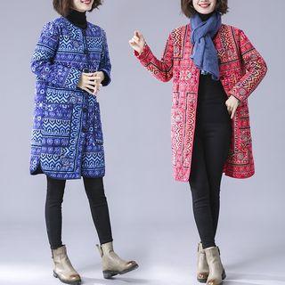 Print Padded Buttoned Coat